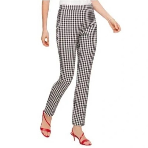 Talbots Pants - Talbots Chatham Ankle Pants 8P Petite Gingham Check Plaid Cropped Black White